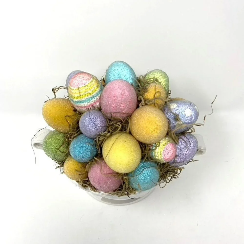 Target Frosted Easter Egg Bouquet Iridescent Planter Vase Basket Decor
